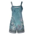 thumbnail image 5 of JULMCOMO Floral Print Rompers for Women Adjustable Straps Casual Overall Shorts Sleeveless Scoop Neck Trendy Summer Overalls with Pockets Blue S, 5 of 6