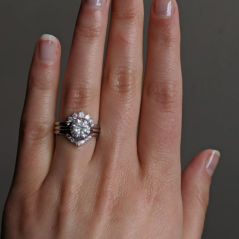 Stackable wedding 2024 bands with solitaire