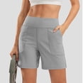 thumbnail image 6 of vigerkar High-Waisted Athletic Shorts for Women - 6" Inseam with Pockets, Soft Fabric for Running, Walking & Yoga (Grey, M), 6 of 8