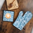 thumbnail image 5 of Light Blue Christmas Snowflake Pattern Kitchen Oven Mitt and Pot Holder Sets 2 Pcs for Baking, Cooking and Grilling, Heat Resistant Up To 392 °F, 5 of 7