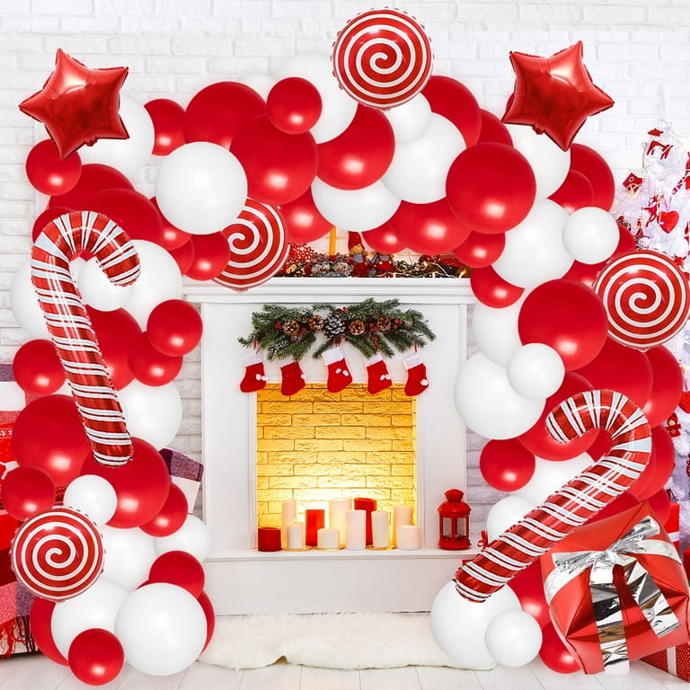 Lofaris Christmas Balloon Garland Arch Kit With Red White Candy