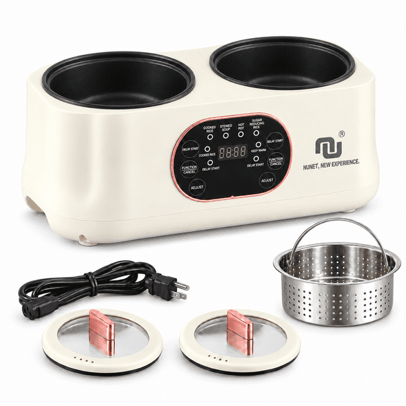 Double-Pot Electric Cooker, 3.6L/4L Multi-Cooker with Low-Sugar Steamer Basket, Independent Dual Temperature Control, Ceramic Non-Stick Coating, 24H Delay Timer for Hotpot, Soup, Stew