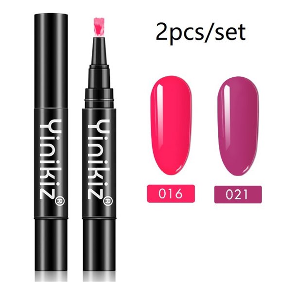 Heliisoer 2pcs Newest 3 In 1 Gel Varnish Pen Glitter Nail Gel 15 Colors 100ml