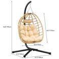 thumbnail image 3 of Dextrus Egg Chair Swing Hanging Outdoor Wicker Hammock Chairs Indoor with Steel Stand UV Resistant Cushion 330lbs for Patio, Bedroom, Garden and Balcony - Beige, 3 of 5