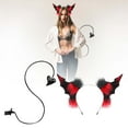 thumbnail image 2 of Dark Horn Headband and Tail Clip Set Halloween Accessory Animal Ears Headpiece Prop for Women Men, 2 of 6