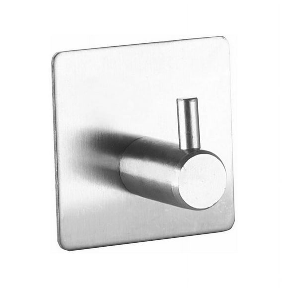 3M Adhesive Hook, Bathroom Wall Hook, Stainless Steel, 4 Pieces Gray One Size