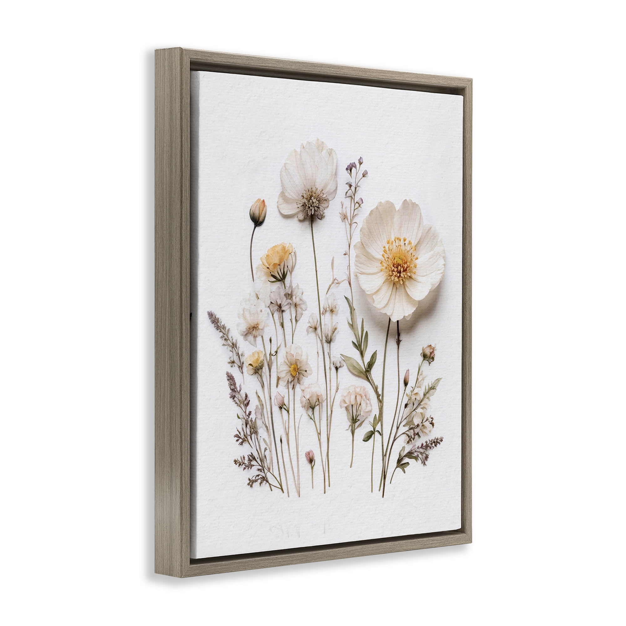 Pressed Bathroom Botanicals Brown Framed Floater Canvas Wall Art, design by Lettered and Lined
