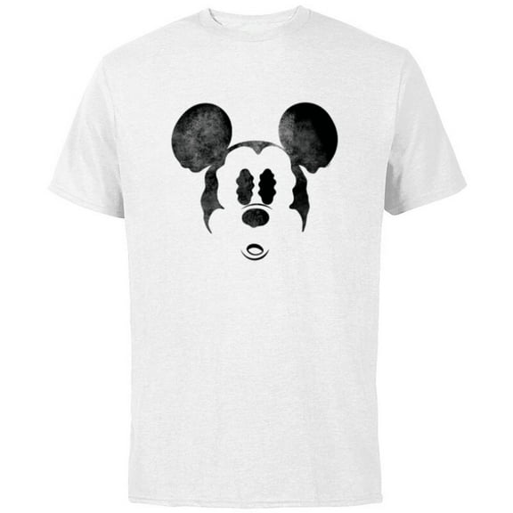 Disney Mickey Mouse Spooky Wiggly Face Retro Distressed - Short Sleeve Cotton T-Shirt for Adults - Customized-White
