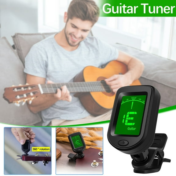 HaoXun Professional Clip-On Guitar Tuner for Ukulele, Violin, Chromatic 12-Temperament | Fast Accurate Electronic Tuner with Easy Read Display & Noise Reduction