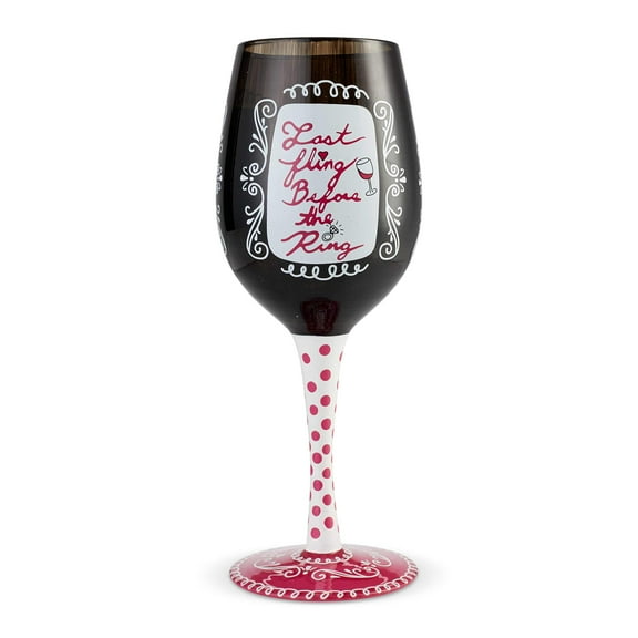 Enesco 6002807 Designs by Lolita Bachelorette Last Fling Hand-Painted Artisan Wine Glass, 15 Ounce, Multicolor