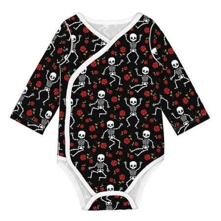 

Coaee Skeleton with Roses for Soft Cotton Baby Long-Sleeve Bodysuit Girls Boys Bodysuit Romper