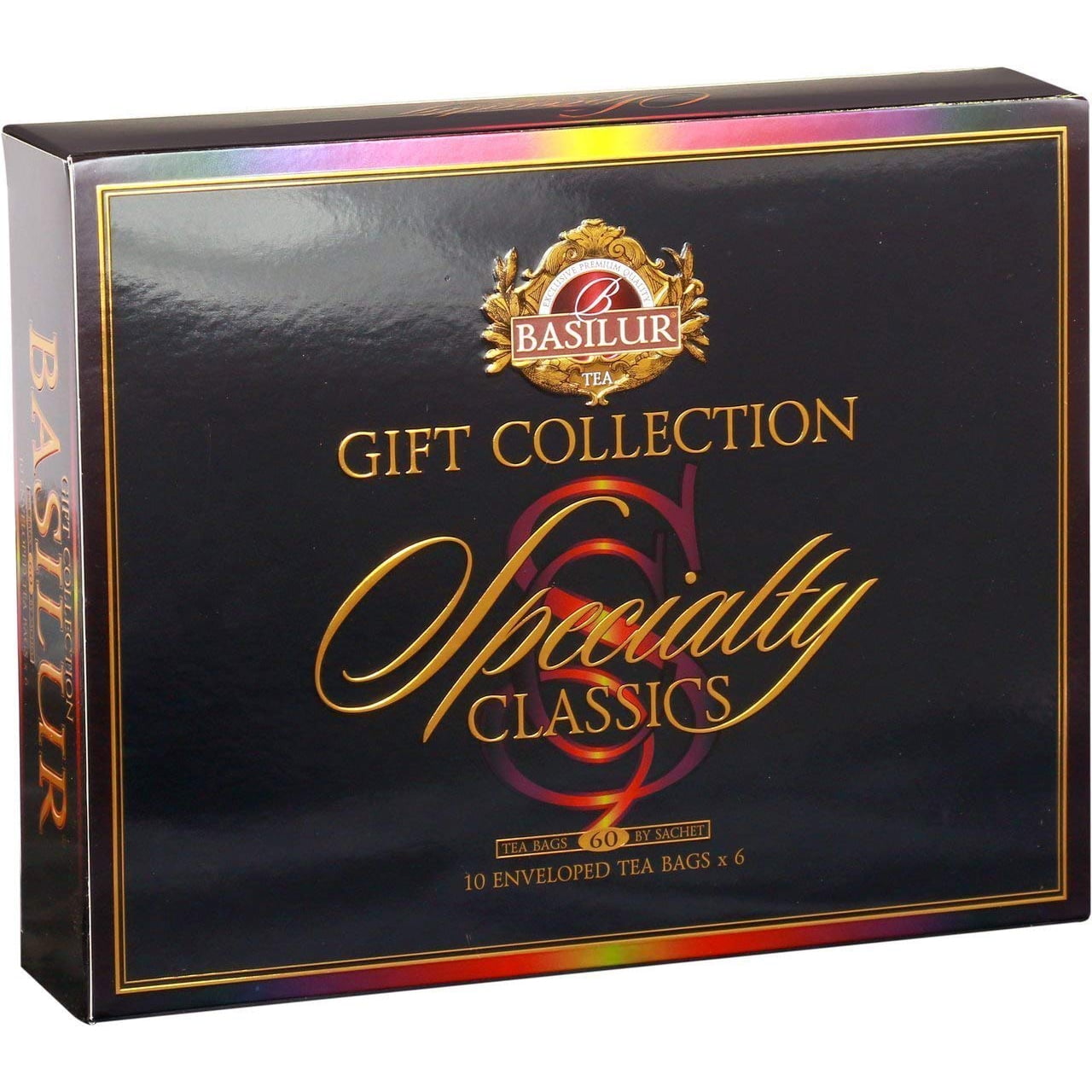 Basilur, Gift Box, Pure Ceylon Black & Green Teas, Single Origin, 6 Types of Teas, 60 Sachets Total
