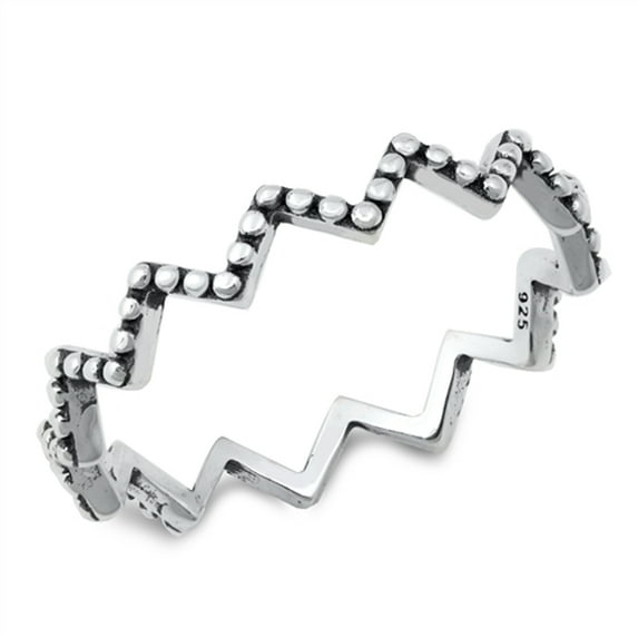 Zig Zag Bali Ring .925 Solid Sterling Silver Band Jewelry Female Male Unisex Size 7