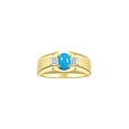 thumbnail image 1 of RYLOS Men's Rings Yellow Gold Plated Silver Classic 7X5MM Oval Gemstone & Diamond Ring Turquoise Birthstone Rings For Men, Silver Rings, Size 8, 1 of 7