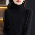 thumbnail image 2 of Duoif Womens Sweaters Women's Wool Sweater Turtleneck First Line Ready to Wear Long Sleeve Knitted Pullover Tops Sweaters for Women Trendy Black L, 2 of 4