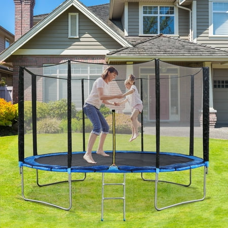 MaxKare 12Ft Trampoline with Safety Enclosure & Ladder for Kids Adults to Exercise Outdoor Indoor Backyard Recreational Large Rebounder 244cm, 400lbs Capacity