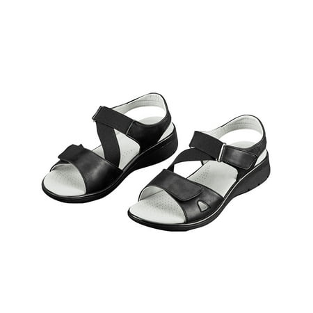 

Collections Etc Adjustable Stretch Strap Sandals with Cushioned Insoles