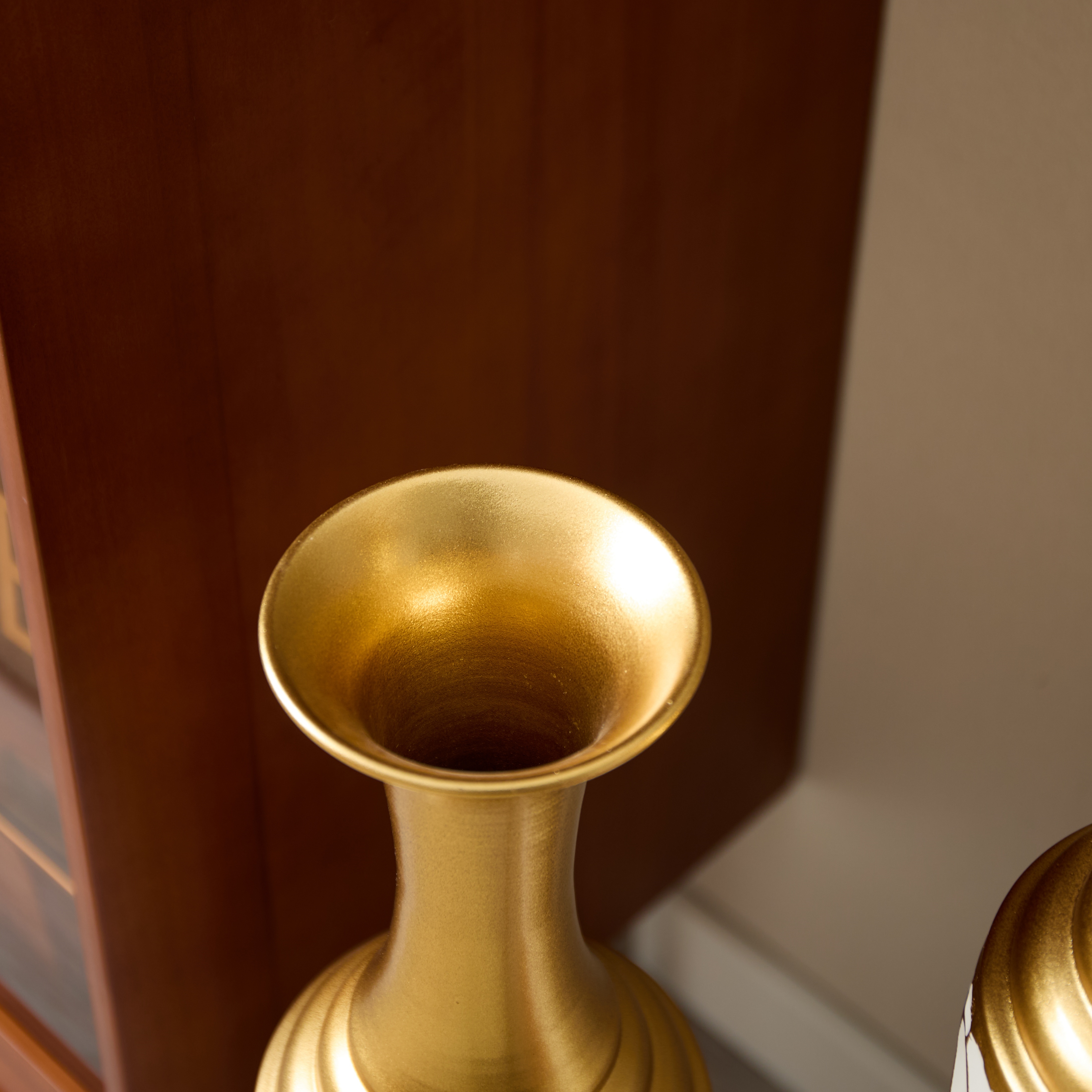 Aukfa Metal Decorative Tall Floor Vase,Set of 3 Large glazed Vases,24.41"/ 29.92"/33.46" H,Gold