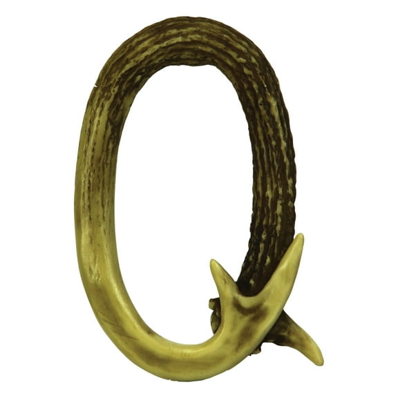 Rivers Edge Products Faux Deer Antler Letters Wall Decor, 8-Inch Resin Wall Mounted Decorative Alphabet Letters, Monogram Home Decor, Rustic Wall Art and 3D Antler Decor, Letter Q