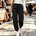 thumbnail image 2 of ZHYou No Boundarie Womens Fleece Sweatpants Side Button Cuffed Leg Elastic High Waist Thick Casual Pants with Pockets,Black,Size M, 2 of 7