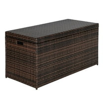 Ktaxon 132 Gallon Resin Wicker Outdoor Patio Storage Deck Box, Wicker Box, Rattan Container with Lid for Garden, Living Room, Apartement