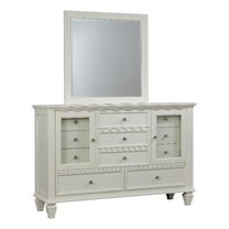 Pemberly Row Modern 11-drawer Wood Dresser with Mirror Cream White