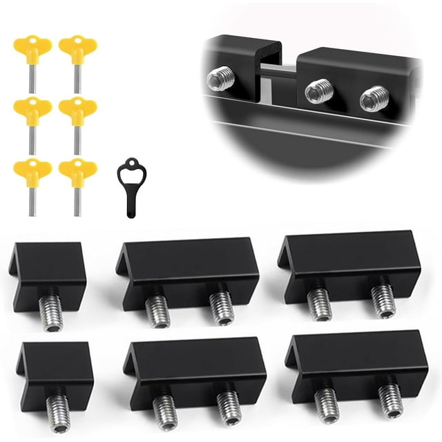 CHL-6 Ensembles de Verrous de Fenêtre pour Fenêtres Coulissantes, Verrou de Sécurité pour Fenêtre Coulissante avec Clés, Verrous de Fenêtre pour Fenêtres Haut et Bas, Verrou de Porte Coulissante en Aluminium Réglable pour Maison et Bureau, Noir