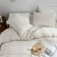 thumbnail image 3 of Cotton Duvet Cover Queen Size Pinstriped Comforter Cover with Button Washed Cotton Breathable Soft Solid Bedding Set Duvet Cover ×in & Pillowcases (NO Comforter), 3 of 7