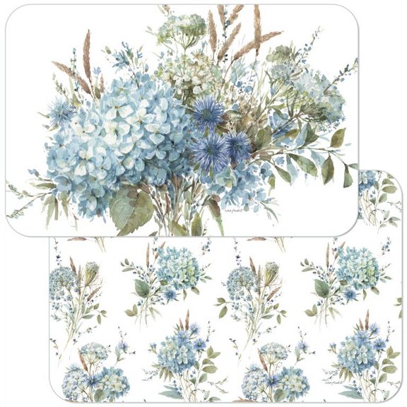 Wipe-Clean Reversible Placemats - Set of 2 - Made in the USA - Bohemian Blue