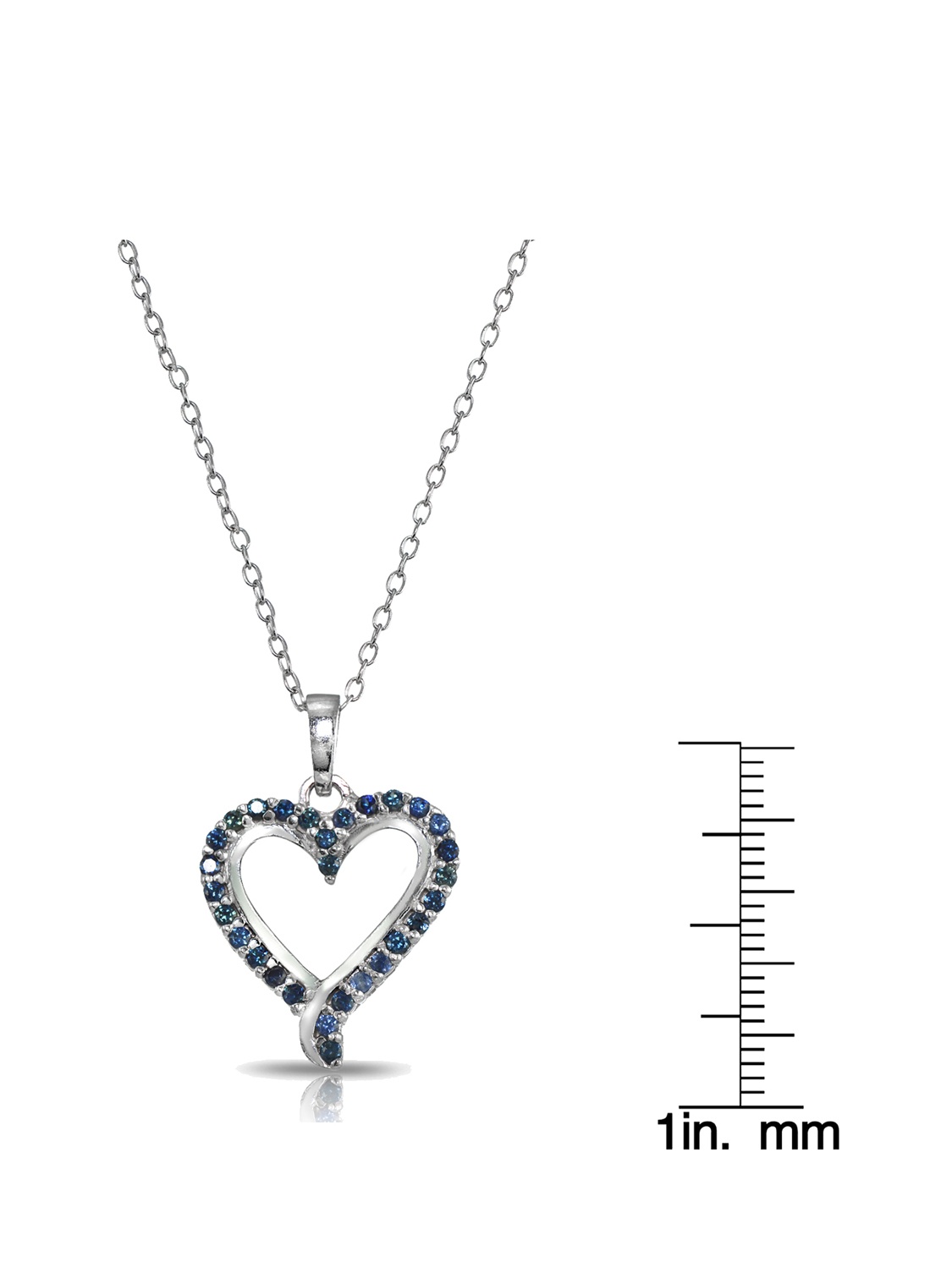 Sterling Silver Genuine Blue Sapphire Open Heart Neckace