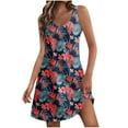 thumbnail image 2 of Ovzne Robes pour Femmes Robe pour Femme Robe Décontractée pour Femmes avec Poches Été Boho Robe de Plage Robe T-Shirts Robe Col en V Ample Robes Débardeur Robe de Vacances Imprimée Liquidation, 2 of 7