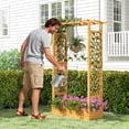 thumbnail image 4 of Costway 1 PCS 70" Wooden Raised Garden Bed with Lattice Trellis, Hanging Roof, Open-Ended Base, 4 of 10