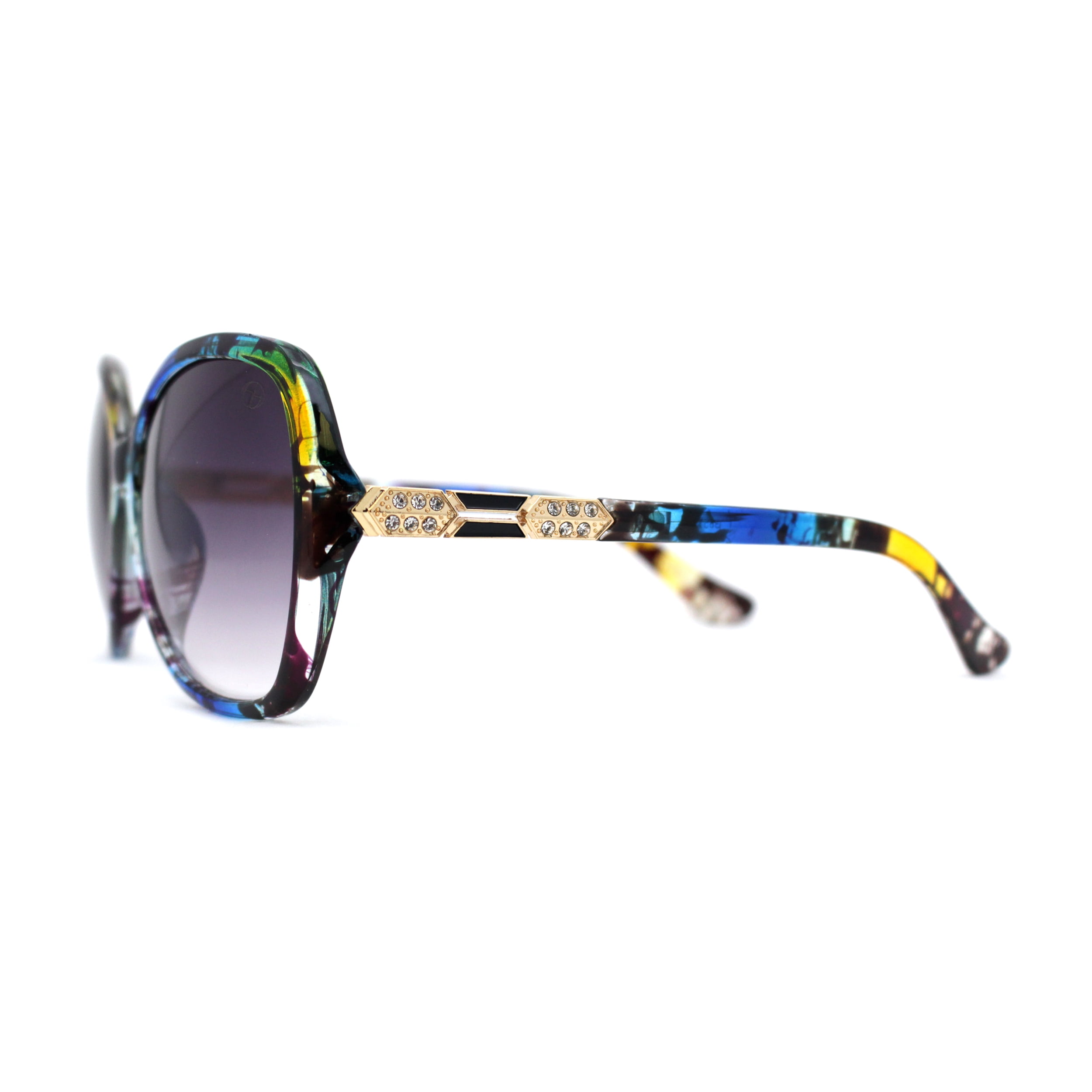 Womens Art Deco Rhinestone Jewel Arm Butterfly Designer Sunglasses