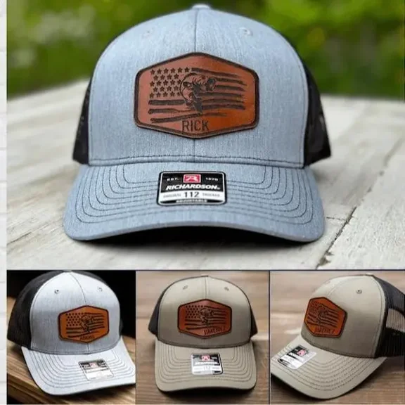 Bass Fisherman Hat for Angler American Flag Hat Custom Richardson 112 Fishing Hat Gift for Dad Trucker Hat Father's Day Gift for Husband
