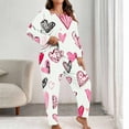 thumbnail image 2 of Cavosen Valentine's Day Cozy Pajamas for Women Long Sleeve Soft Shirt Straight Leg Pants Heart Printed Breathable Casual Sleepwear Red 4XL, 2 of 5