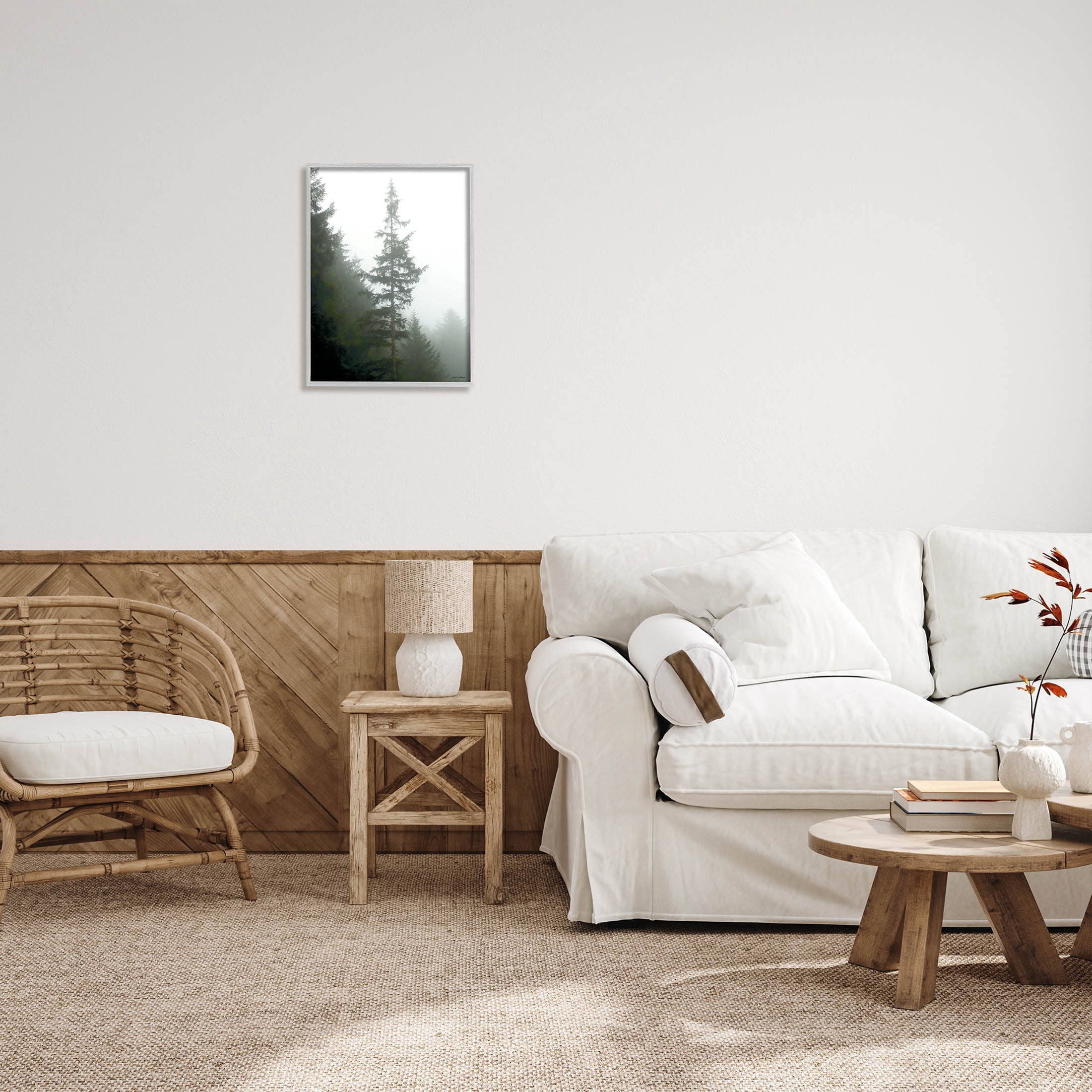 Stupell Industries Majestic Pine Foggy Forest Photograph Gray Framed Art Print Wall Art, Design by Debra Van Swearingen