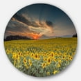 thumbnail image 2 of Designart - Sunflower Sunset with Cloudy Sky' Disc Large Landscape Metal Circle Wall Art, 2 of 4