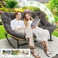 thumbnail image 6 of RADIATA Dark Gray Double Outdoor Rocking Chair,2 Person Patio Rocking Egg Chair with Thick Cushion, 6 of 10