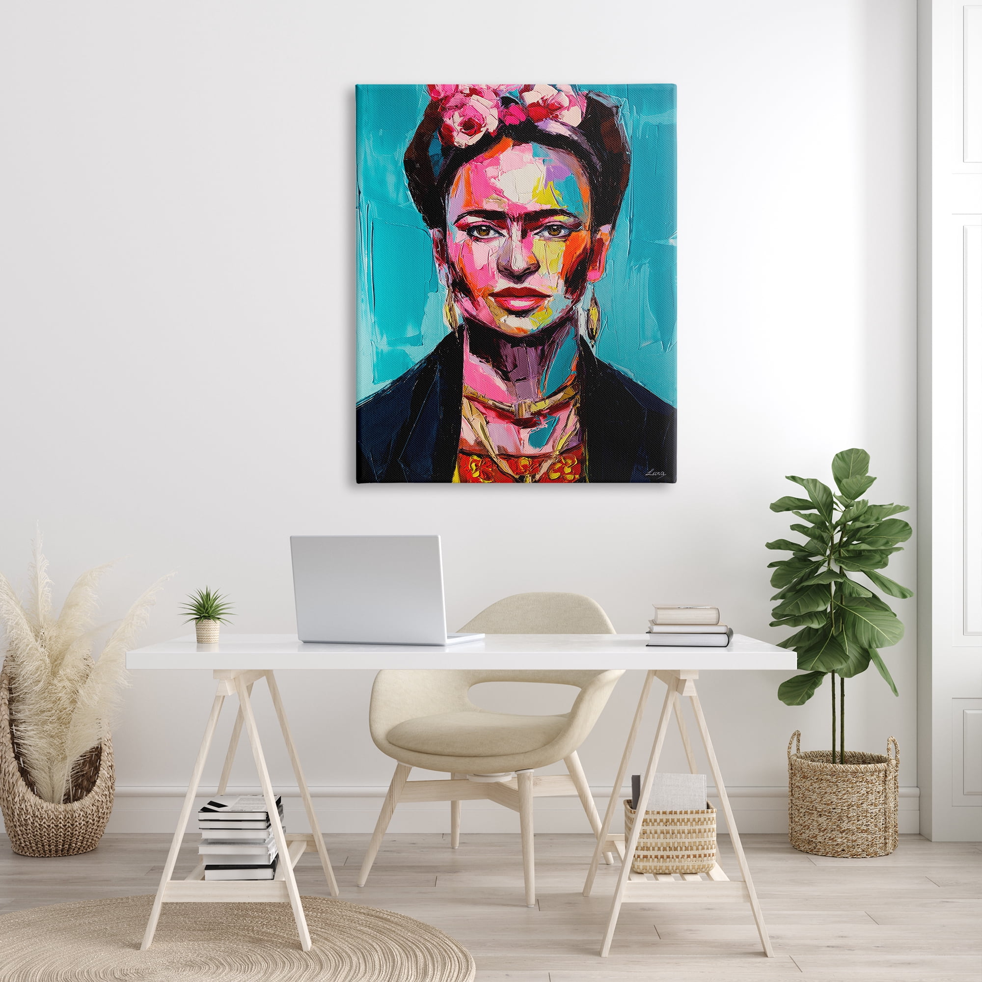 Stupell Indtries Abstract Frida Portrait Contemporary Paint Patch Collage,36 x 48,Design by Lana Tikhonova