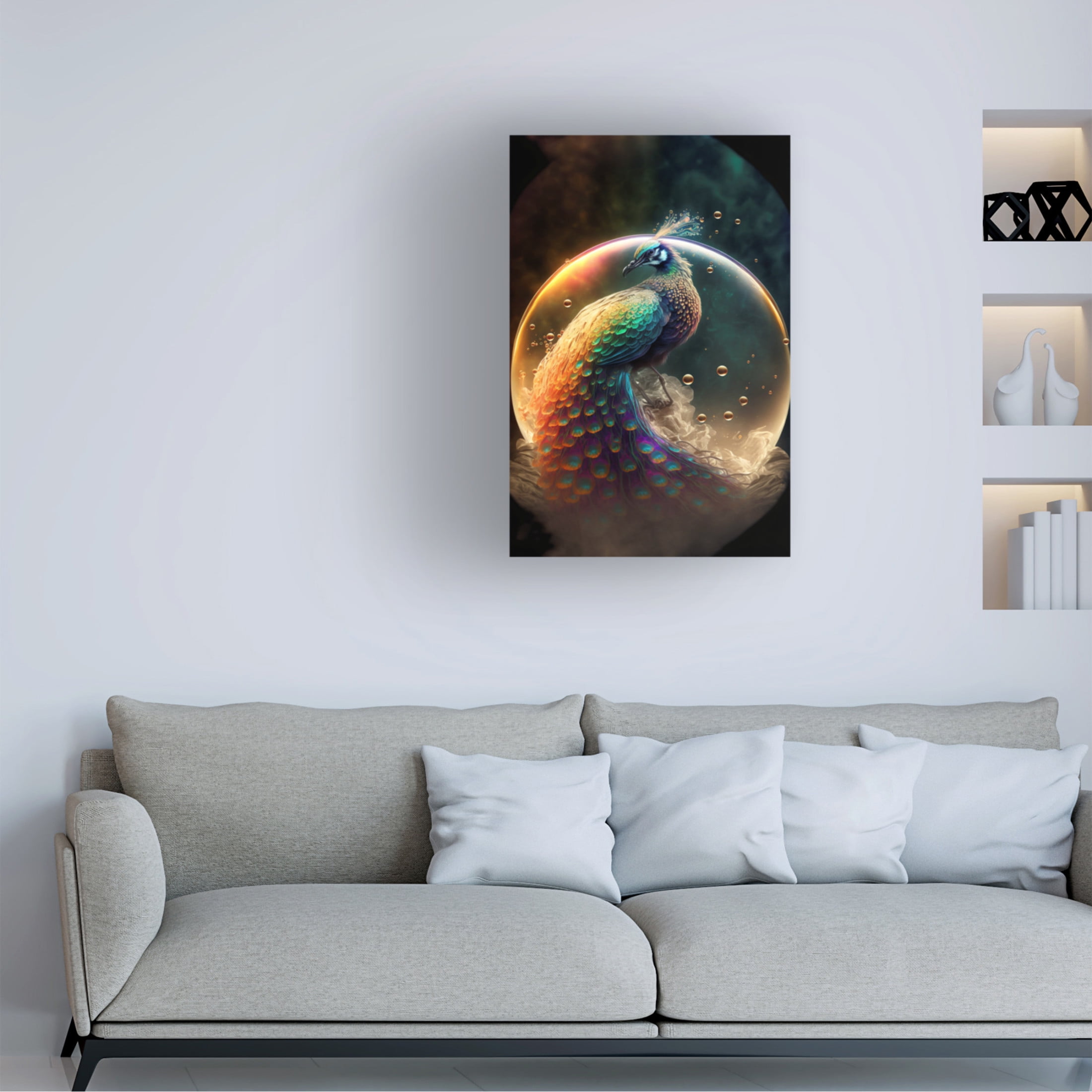 Canvas Wall Art - Ray Heere 'Proud Peacocks 21' Wall Art for Living Room, Bedroom, or Office Décor by Trademark Fine Art - 16 x 24 Inches
