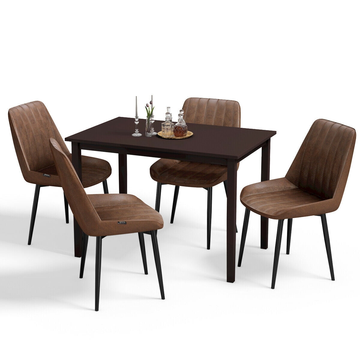 Gymax 5 Piece Dining Set Table and 4 Padded Seat Chairs ...