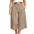 thumbnail image 7 of TaTaai Womens Plus Size Solid Loose Elastic Waist Cropped Pants with Pockets Pleated Casual Trousers Bottoms for Daily Home, 7 of 7