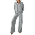 thumbnail image 1 of BYHONG Women's Wide Leg Pants Solid Color Leisure Two Piece Set Womens Pant Suits Grey S, 1 of 4