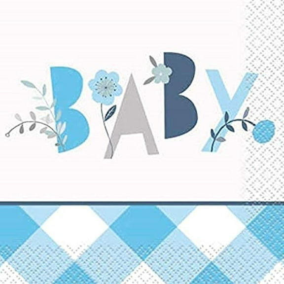 Baby Shower 'Blue Floral Elephant' Small Napkins (16ct)