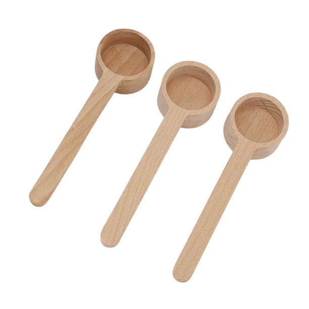 Cuchara medidora de madera de 3 piezas, medición precisa, cuchara de café con veta de madera sin pintar para mascarillas, té y manualidades.