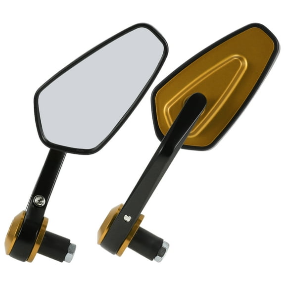Unique Bargains Universal Motorcycle Rear View Mirrors Adjustable Handlebar Mirrors Aluminum Plastic 1 Set Black Gold Tone M8 Prismatic Shape