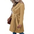 thumbnail image 4 of Women's Pea Trench Coats Notched Lapel Double Breasted Belted Business Casual Jackets Outerwear, 4 of 6