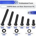thumbnail image 2 of 120pcs 5/16"-18 Nuts and Bolts Assorted Set, Heavy Duty Machine Hex Flat Head Screw & Lock Washer Kit, 2 of 7