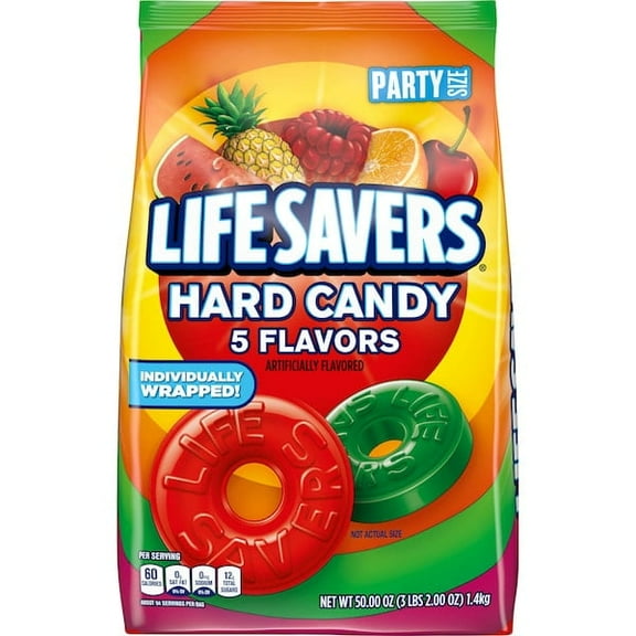 Life Savers Hard Candy 5 Flavors - 2 lbs of Candy - Individually Wrapped - Cherry, Watermelon, Orange, Pineapple, and Raspberry - Perfect for Stocking the Pantry