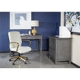 thumbnail image 2 of Mid-Back White Faux Leather Chair with Gold Finish Arms and Base K/D, 2 of 7